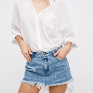Free People Cute to Boot Denim Mini Skirt